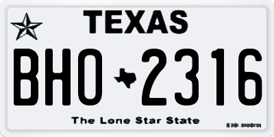 TX license plate BHO2316
