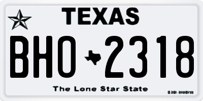 TX license plate BHO2318