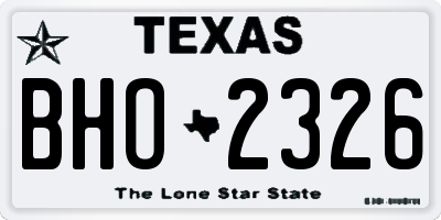 TX license plate BHO2326