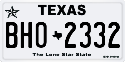 TX license plate BHO2332