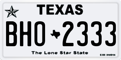 TX license plate BHO2333