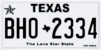 TX license plate BHO2334