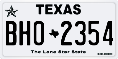 TX license plate BHO2354