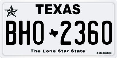 TX license plate BHO2360