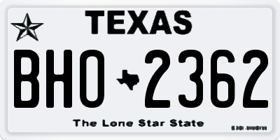 TX license plate BHO2362