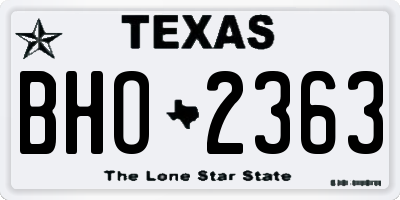 TX license plate BHO2363