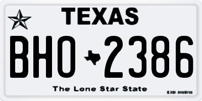 TX license plate BHO2386