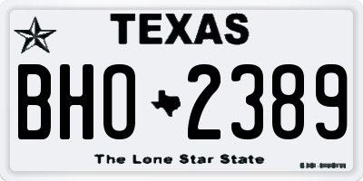 TX license plate BHO2389