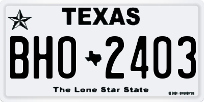 TX license plate BHO2403
