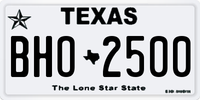 TX license plate BHO2500