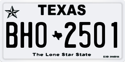 TX license plate BHO2501