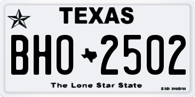 TX license plate BHO2502