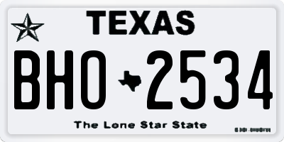 TX license plate BHO2534