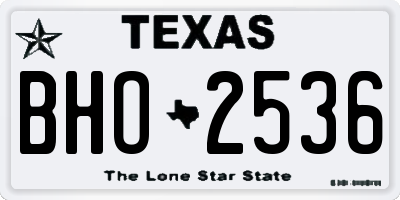 TX license plate BHO2536