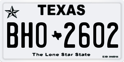 TX license plate BHO2602
