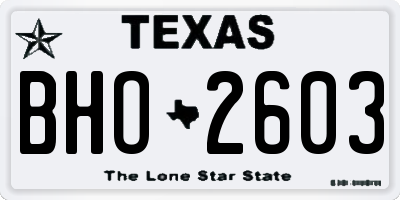 TX license plate BHO2603