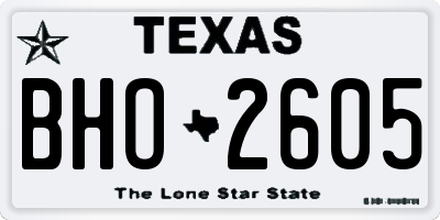 TX license plate BHO2605