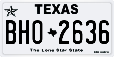 TX license plate BHO2636