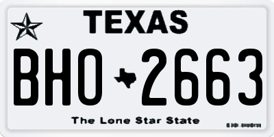 TX license plate BHO2663