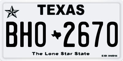TX license plate BHO2670