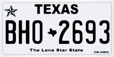 TX license plate BHO2693