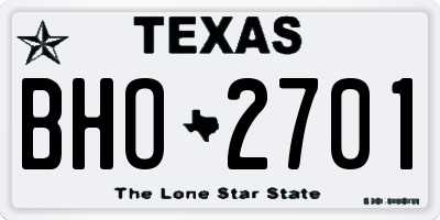 TX license plate BHO2701