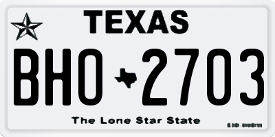 TX license plate BHO2703