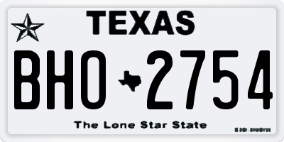 TX license plate BHO2754