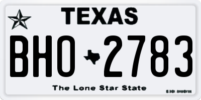 TX license plate BHO2783