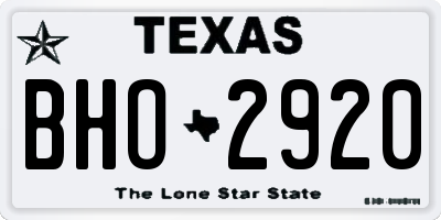 TX license plate BHO2920