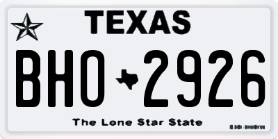 TX license plate BHO2926