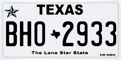 TX license plate BHO2933