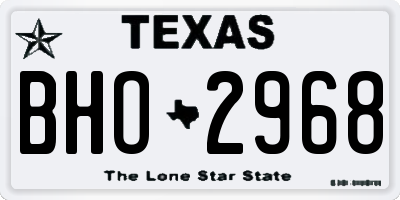 TX license plate BHO2968