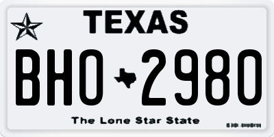 TX license plate BHO2980