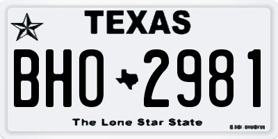 TX license plate BHO2981