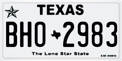 TX license plate BHO2983