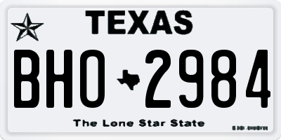 TX license plate BHO2984