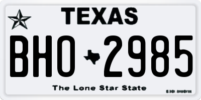 TX license plate BHO2985
