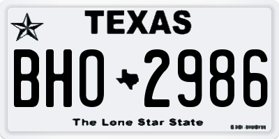 TX license plate BHO2986