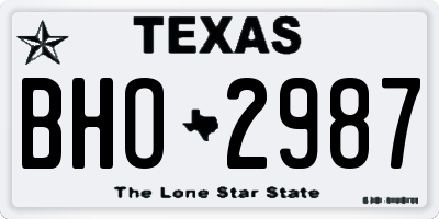 TX license plate BHO2987