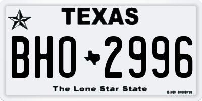 TX license plate BHO2996