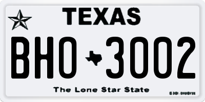 TX license plate BHO3002