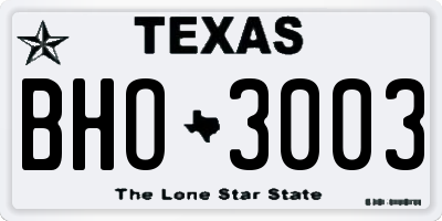 TX license plate BHO3003
