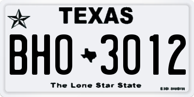 TX license plate BHO3012