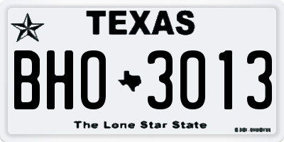 TX license plate BHO3013