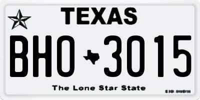 TX license plate BHO3015