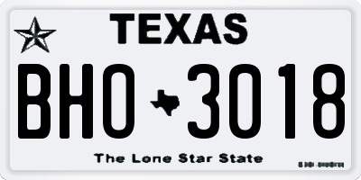 TX license plate BHO3018