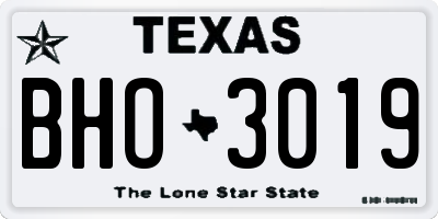TX license plate BHO3019