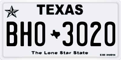 TX license plate BHO3020