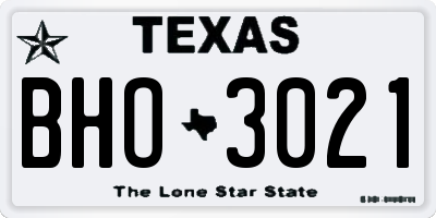 TX license plate BHO3021